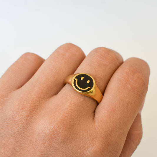 Anillo Happy Face Negra